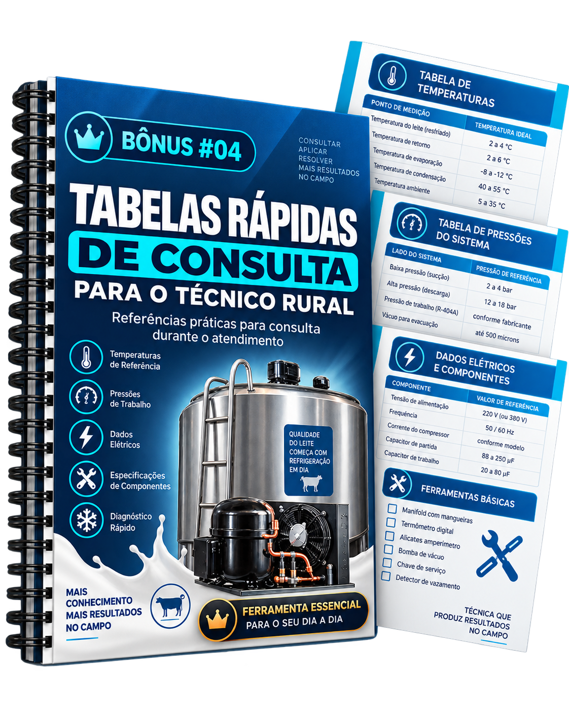 Mockup real — Tabelas Rápidas de Consulta para o Técnico Rural